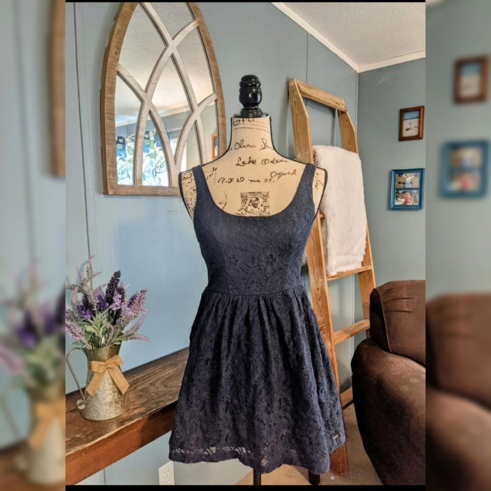 Hollister Navy Blue Lace Dress